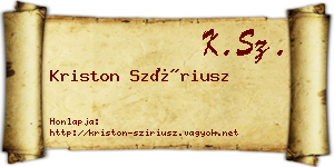 Kriston Szíriusz névjegykártya